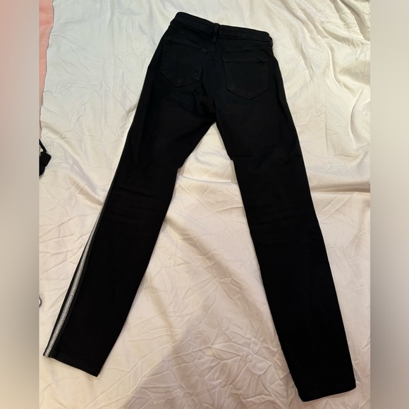 L'AGENCE 'Margot' High Rise Skinny Sliver Tuxedo Stripe Black Jeans - Picture 9 of 11